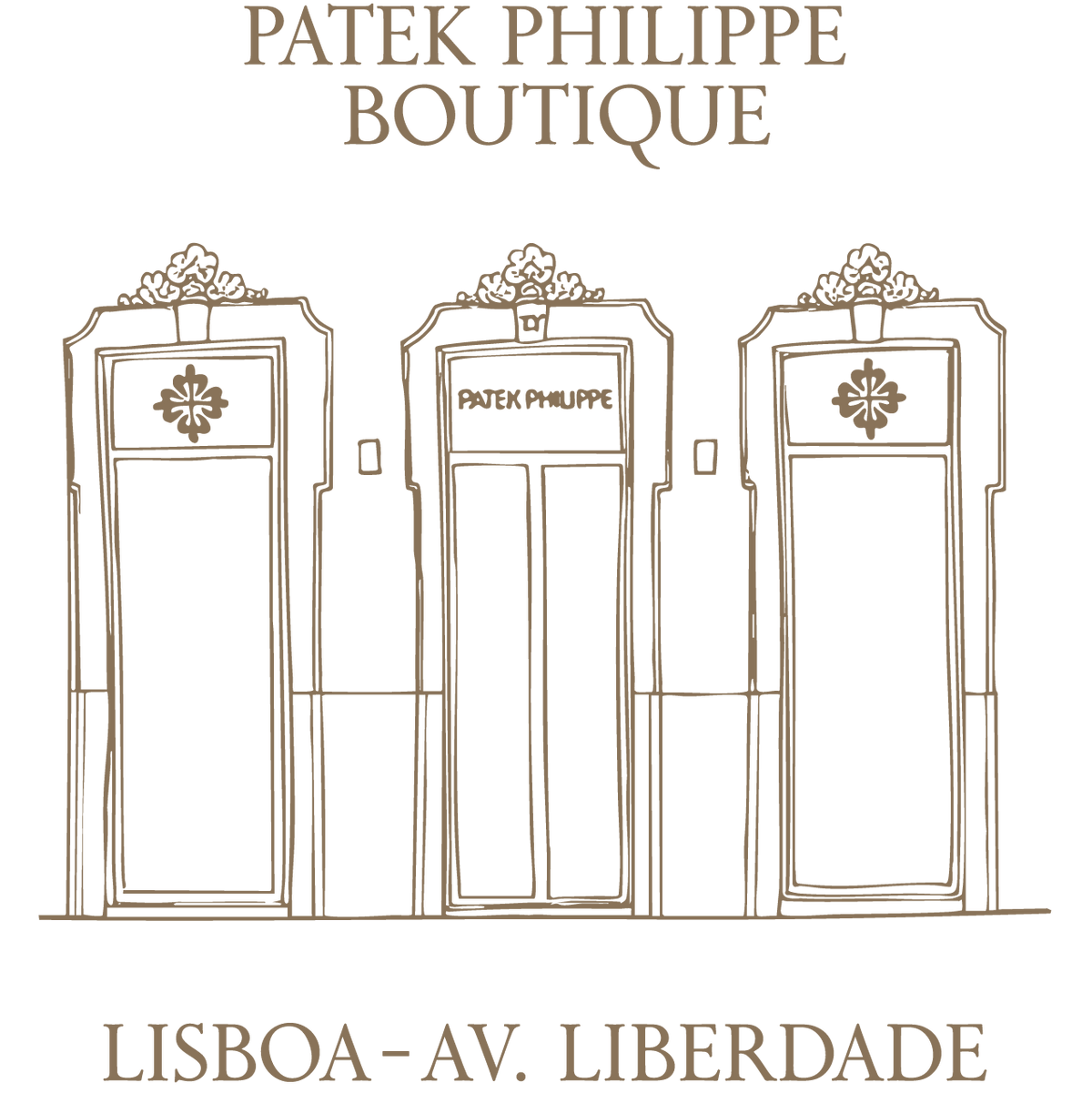Advertisement for Patek Philippe Boutique in Lisbon with architectural design elements.